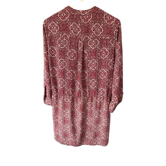 Gap Red Paisley Midi Dress S Drawstring Waist Long Sleeve Lightweight Casual - Picture 7 of 8